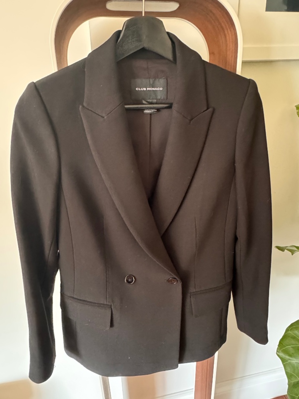 Club Monaco Black Double-Breasted Blazer | Tailored Jacket | Size 0